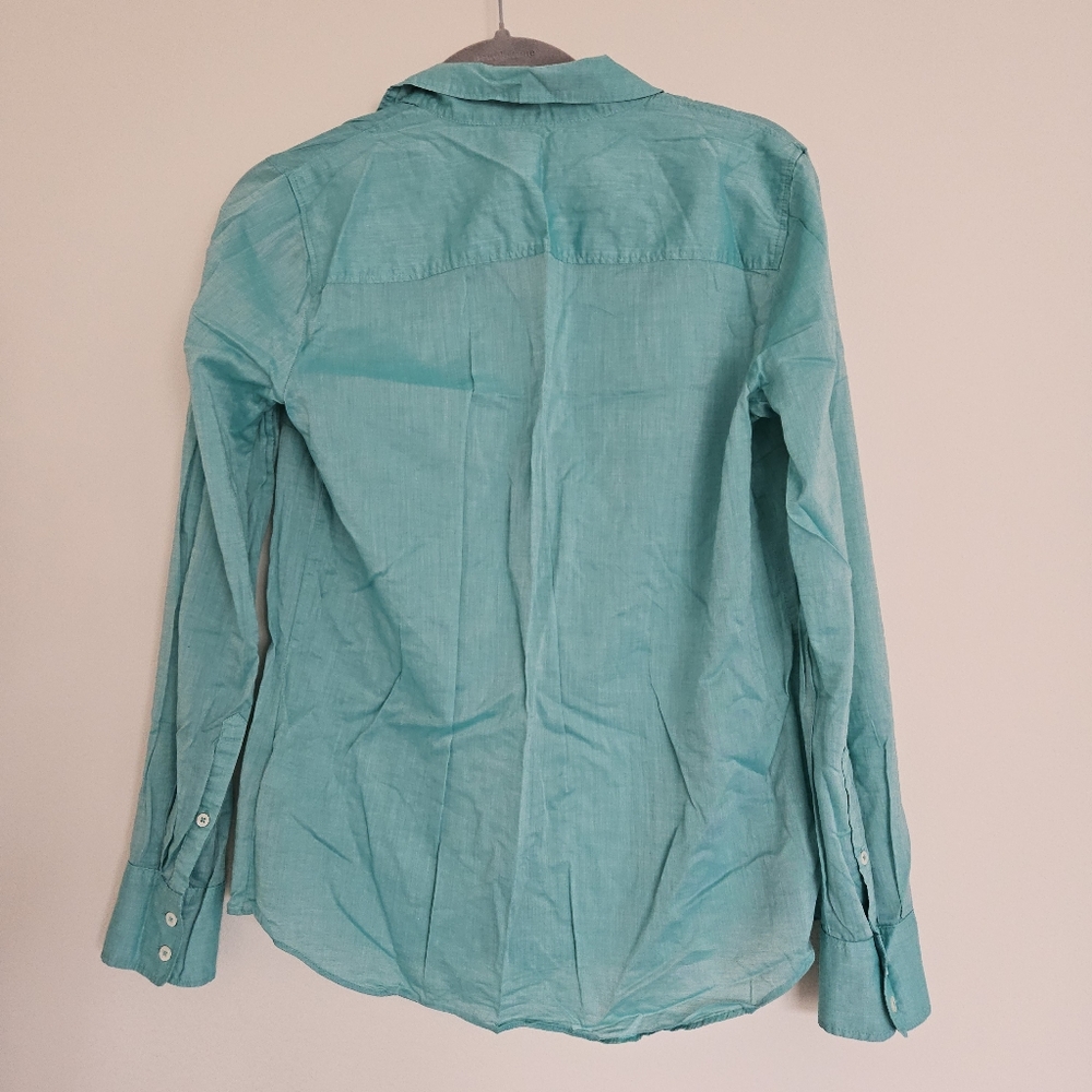 J.Crew Boy Shirt lightweight Cotton Summer Button Down Size 6 Green - Picture 2 of 3
